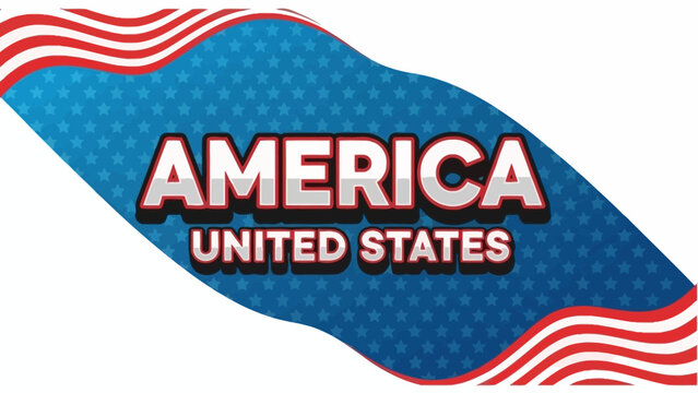 America United States Patriotic Design with Waving Flag Elements and Starry Background