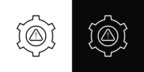 Technical warning icons symbols. Collection of simple black icons