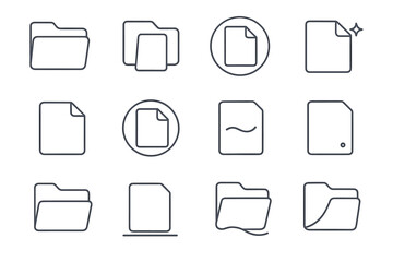 Folder outline path minimalist vector dot icon spark curve circle wave ring