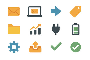 Icon gear folder envelope email arrow vector send icons battery service chart
