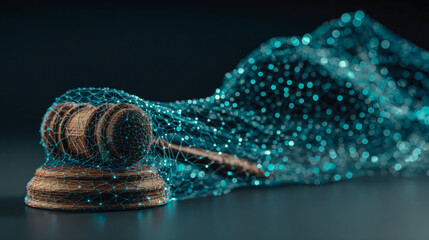 Gavel law justice legal system court judge digital technology innovation network data