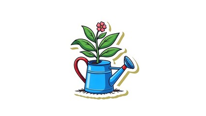 Growing Plant in Watering Can A symbol of nurture, growth, and the simple joys of gardening and nature
