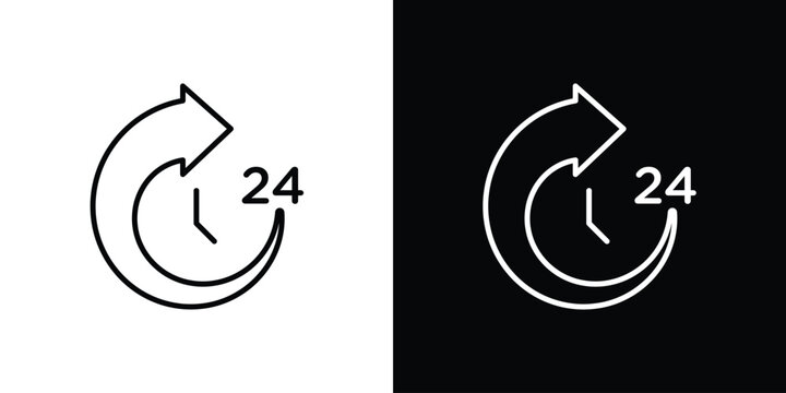 Time twenty four icons symbols. Collection of simple black icons