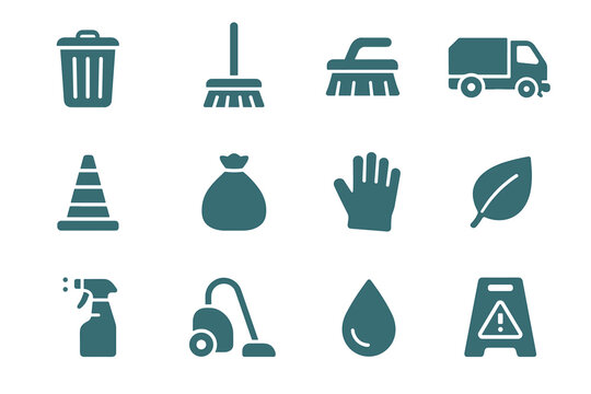 Water vector spray street brush truck cone cleaning broom vacuum icons icon