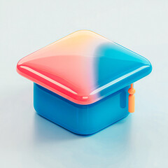 Stock image of graduation cap illustration in blue and pink tones for graphic design use
