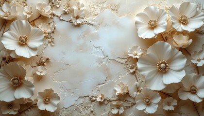 Beautiful ivory blooms enhancing calm neutral background high resolution photo