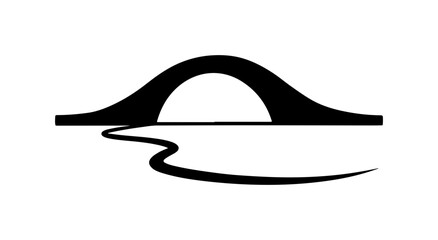 Serene minimalist bridge design over peaceful water logo for architecture firms