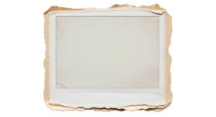 Classic Vintage Polaroid Photo Frame Template with Torn Edges for Creative Design Layouts