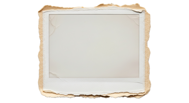 Classic Vintage Polaroid Photo Frame Template with Torn Edges for Creative Design Layouts