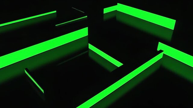 Monochrome Geometric Block Motion Transition Loop in Black and Green 4K