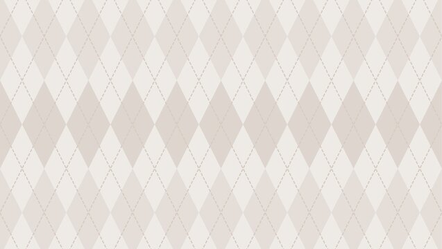 A repeating beige argyle pattern with light and dark shades of beige diamonds and connecting lines