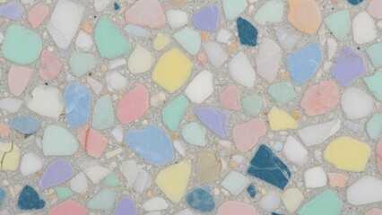 Pastel terrazzo texture with colorful chips for modern interior design projects and trendy backgrounds, offering a fresh and playful aesthetic