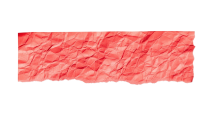 Crisped Red Paper Strip with Textured Folds Isolated on White Background with Shadows