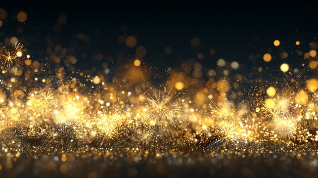 Luxury Gold Glitter Dust Explosion Festive Holiday Celebration Abstract Background