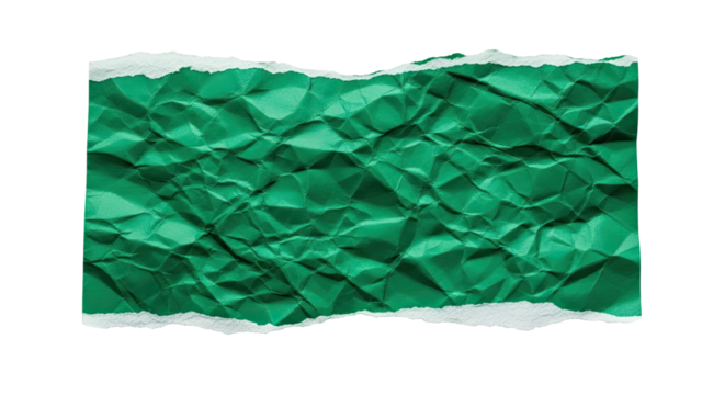 Crumpled Green Paper Texture with a Ripped Edge Isolated on a Clean White Background - Powered by Adobe