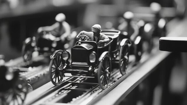 Video A classic toy car ed in monochrome