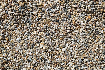 A mixture of pebbles and gravel on the ground.
