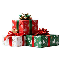 Christmas Gift Boxes on Transparent Background