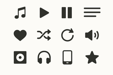 List shuffle heart music note vector icon minimalist symbol cover volume bar