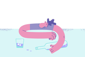 Addiction to alcohol and depression concept