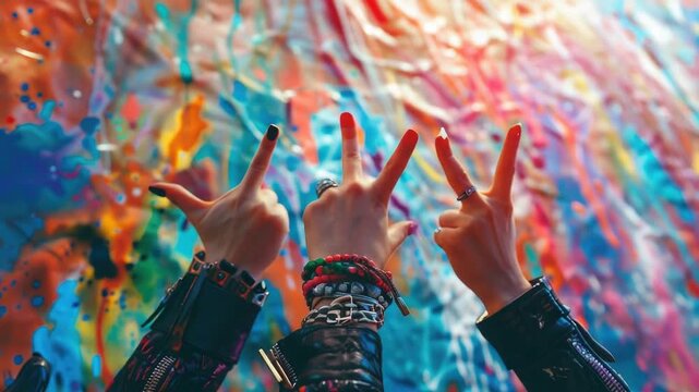 Video A person with their arms raised in surrender or excitement, great for scenes of celebration, conflict resolution, or emotional moments