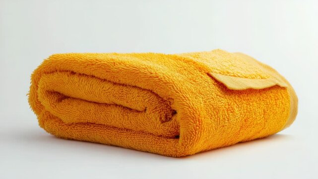 Video A yellow towel folded up on a clean white surface