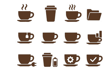 Obraz premium Set chart vector icon symbol gear steam tag battery coffee folder plug