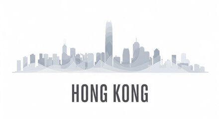 Fototapeta premium Hong Kong Skyline Silhouette - Minimalist Cityscape Vector
