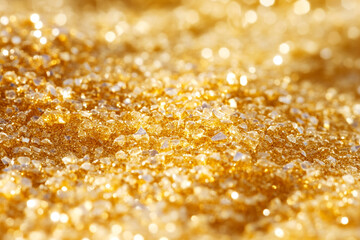 Golden sand crystals reflecting sunlight, showcasing micro-textures of dune