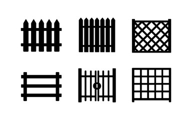 Obraz premium Collection of six fence designs in black silhouette style