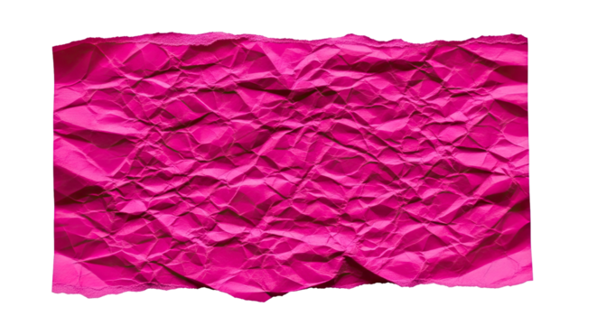 Pink Crumpled Paper Texture with Torn Edges and Folds on White Background Digital Asset