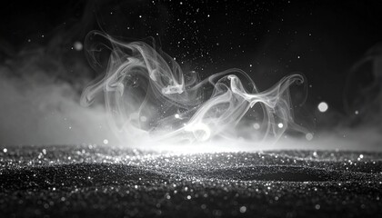 Ethereal smoke rises above shimmering glitter