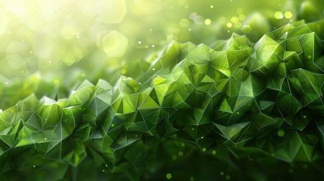 Abstract Lime green hi-tech low poly corporate background. Multiple polygon shapes geometrical background