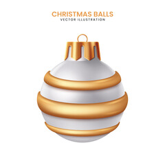 Elegant christmas bauble with gold accents on white background