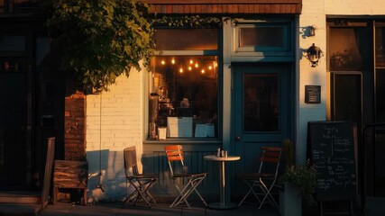 Video A restaurant with outdoor seating and tables, suitable for casual dining or romantic evening