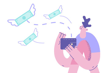 Losing money and bankruptcy concept
