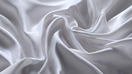 Obraz premium Elegant white silk fabric with soft folds creating a luxurious and smooth texture design