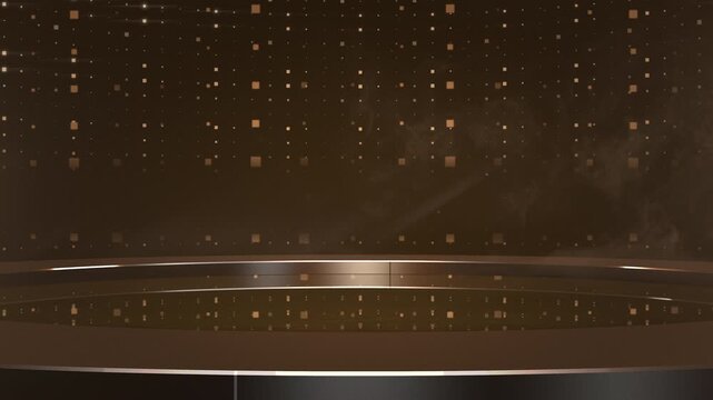 elegant festive setup, bright spotlight illuminates shimmering circular platform