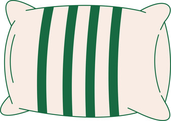 Decorative Pillow Vector Illustration Set: Home Interior, Fabric, Green Striped and Abstract Patterns for House Design, Hotel, and Cozy Sleep Comfort Graphics