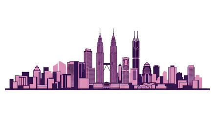 Obraz premium Kuala Lumpur Skyline: Vector Illustration in Purple Tones