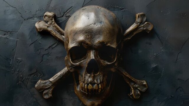 Video A skull with crossbones painted on a wall