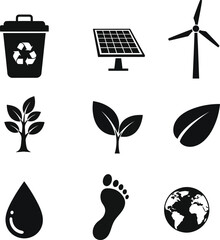 Collection of environmental and sustainability icons