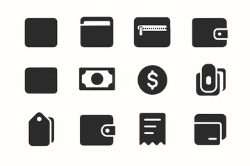 Minimal tag icon wallet icons edge vector zipper card clasp receipt clip