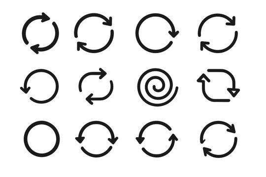 Curved circle update line circular vector icon counterclockwise loop icons repeat arrow