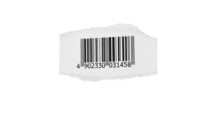 Torn Paper with Barcode and Shadow Isolated on White Background for Product Identification