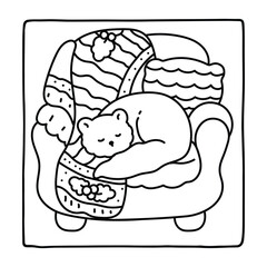 Kids-Bold & Easy Christmas Coloring Book, cute candle with holly bold & easy cute christmas coloring page, Christmas Coloring Pages, bold & easy cozy winter coloring book pages, victor art. line art 