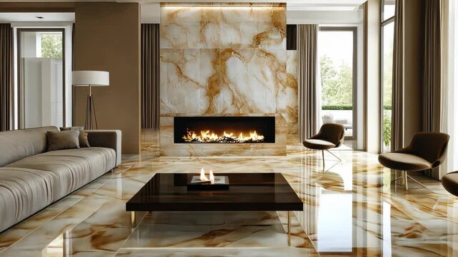 interior of the room made of porcelain tiles. Selective focus. dizain.