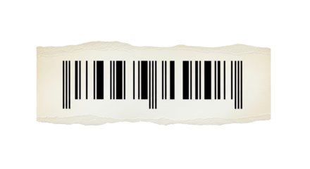 Torn Paper Label with Barcode on White Background for Inventory Management Design