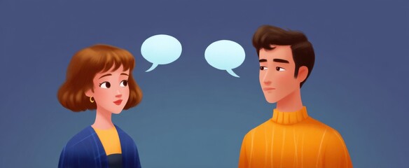 the lively chat interaction between two virtual figures having a fun digital convo