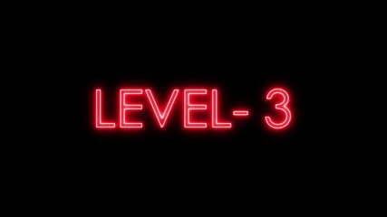 level-3 neon bright text font colorful animation. Glowing level-3 text with glitch effects animation. game concept next level icon isolated on black ... - Powered by Adobe